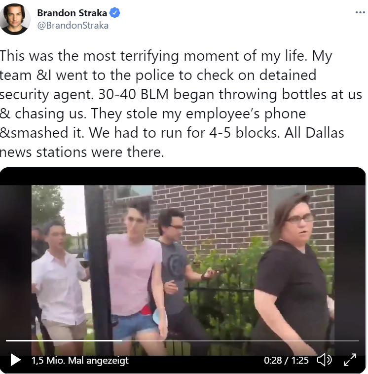 StonePgh's tweet photo. #WalkAway @BrandonStraka casually strolls away from #BLM - paced by a slow-walking out-of-shape woman. Demands #BlackLivesMatter be arrested for telling him to #WalkFaster. Fast-forward- #DomesticTerrorist comrade trampled to death- 5 die -Why was I arrested? Video in comments https://t.co/nXYzQBFZhz