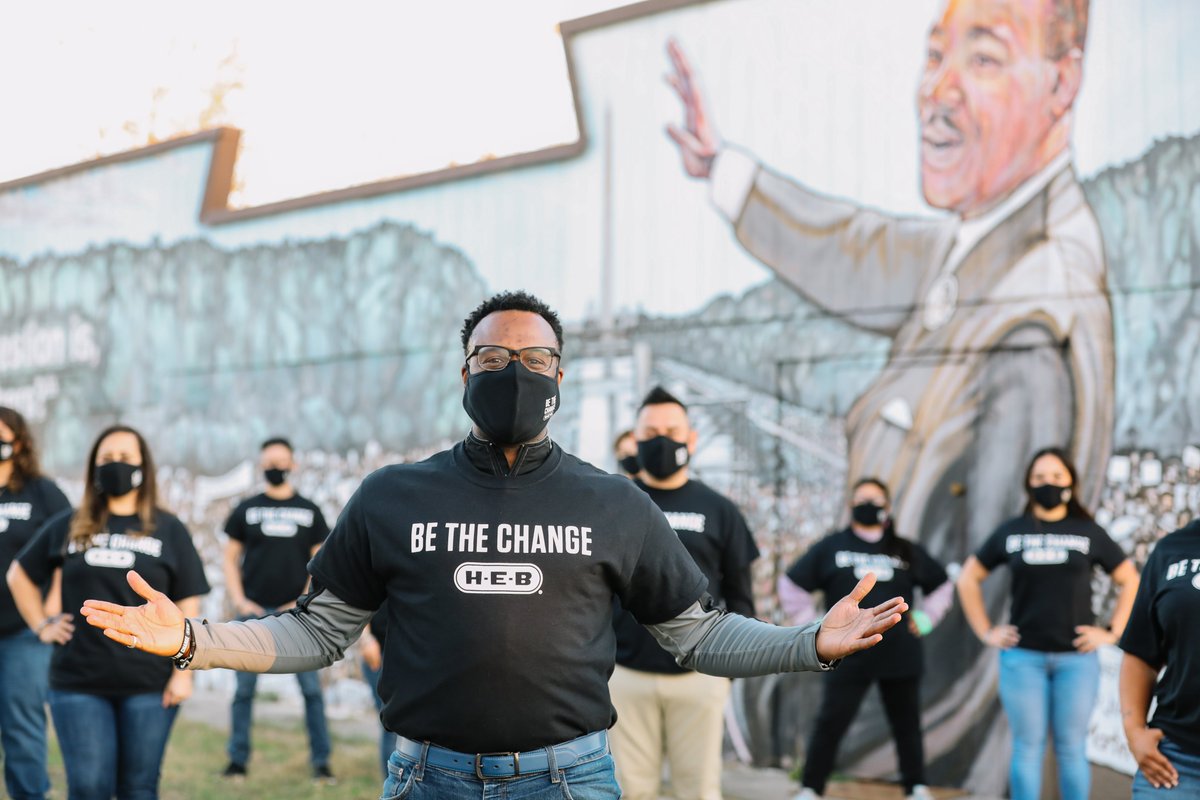 HEB's tweet image. H-E-B was founded on the unwavering belief that Each and Every Person Counts. Through our Be the Change initiative, we pledge to do our part to advance equity &amp;amp; inclusion across our great state. Real change is rooted in action - learn more: heb.com/bethechange #HEBetheChange