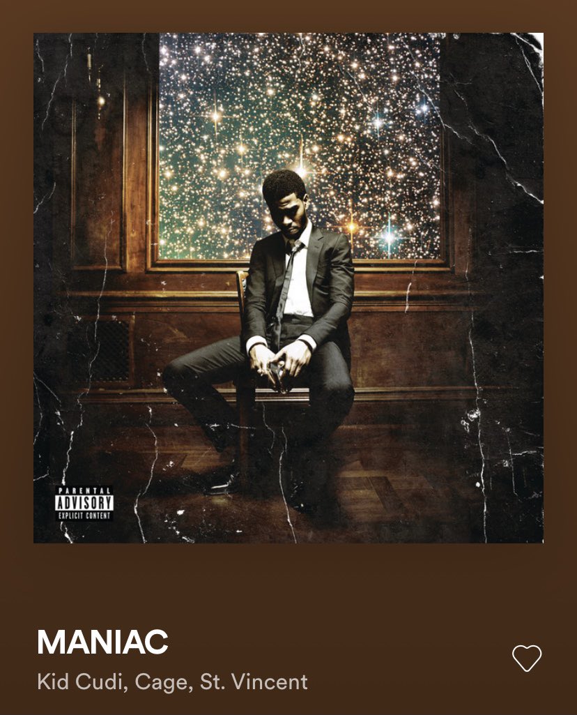 Track 11: MANIACIn the first track of Act 4, titled “The Transformation”, we see Cudi exploring the darker parts within him & his personality before he finally comes to terms with it all & embraces it, declaring himself as a maniac as his depression now begins to intensify