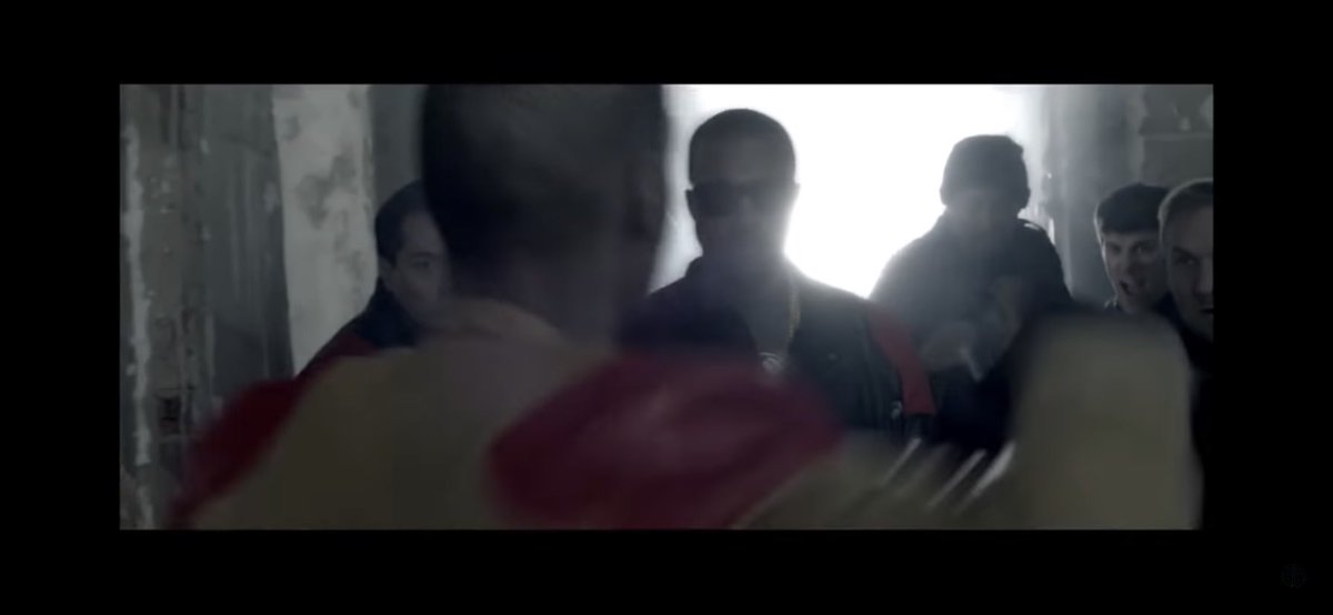 After some time passes, Cudi throws a punch at Kanye West without realizing that he’s even there before he suddenly vanishes right when Cudi’s about to land the punch.