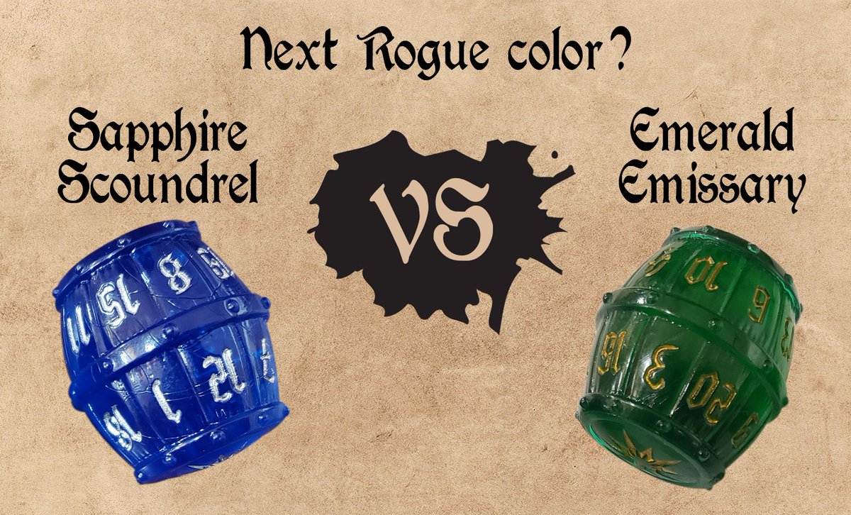 Don't forget to vote for which color you would like to make available for the Rogue Dice set. Votes are due by 8:00 AM ET Monday, February 1st!
.
.
.
#PolyHero #PolyHeroDice #DungeonsAndDragons #Pathfinder #Dice #dnd #polyhedraldice #ttrpg kickstarter.com/projects/polyh…