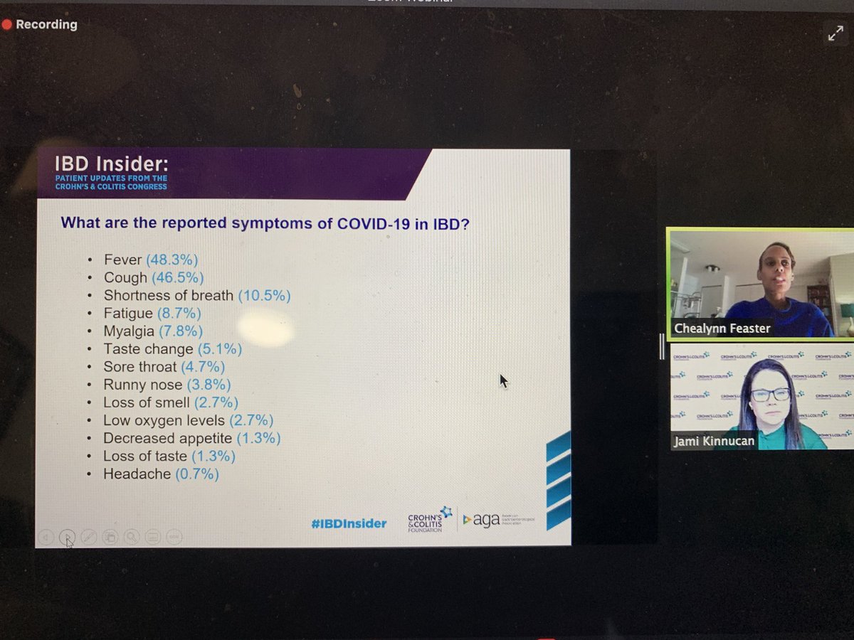 ownyourcrohns's tweet photo. Such a great question from Chealynn Feaster: how can patients discern between #IBD symptoms vs COVID manifestations? @ibdgijami elaborates that there is quite a bit of crossover. Important to get tested and talk to your healthcare team. #CCCongress21 #IBDInsider https://t.co/NqJ3JVccHJ