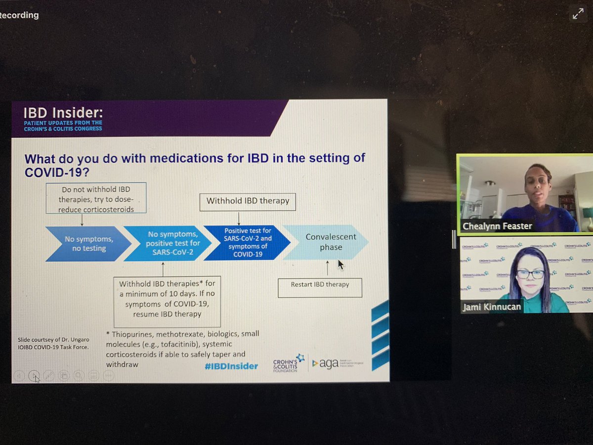 ownyourcrohns's tweet photo. Chealynn on how she’s coping w/ #COVID19 w/ #IBD: keep doc appts (decide whether in-person or telehealth), keep in touch with friends. Re hospitalizations, Chea talks about how scary it was but she felt safe. ER took very good measures. @ibdgijami #CCongress21 #IBDInsider https://t.co/GqXfWOGxHe