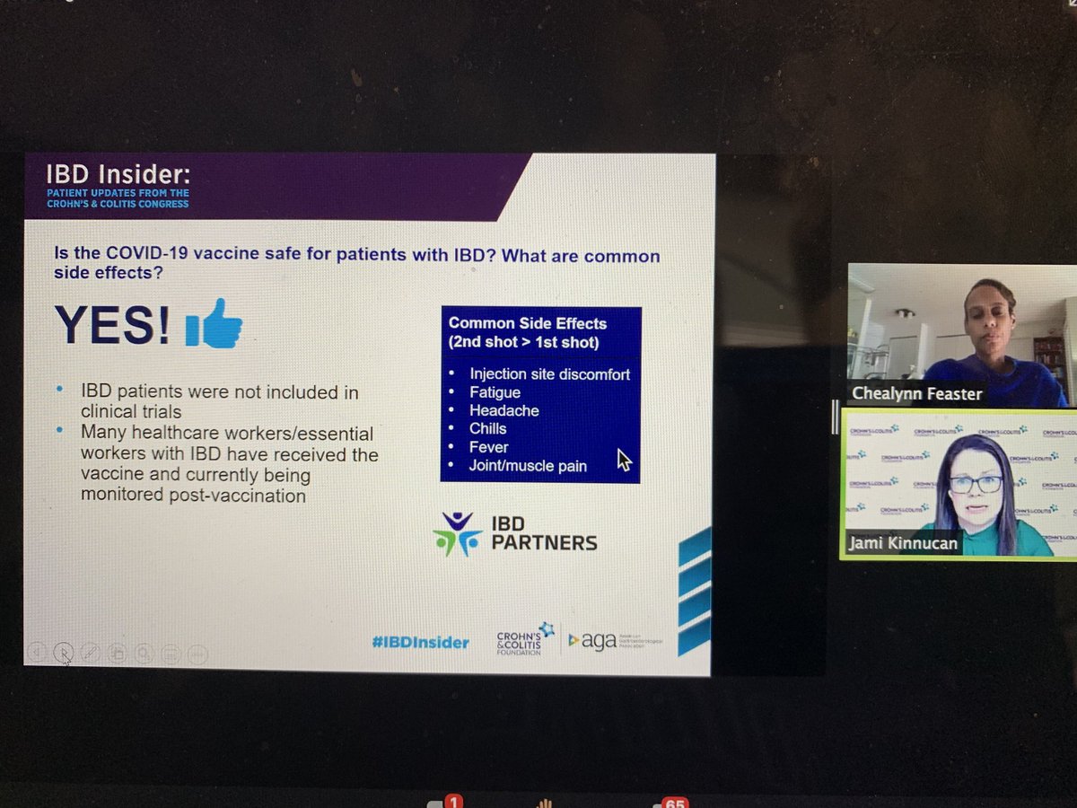 ownyourcrohns's tweet photo. @ibdgijami: “we do believe that the #Covidvaccines are safe for #IBD patients.” Please see common side effects on the slide. It is an indication that the vaccine and our immune system are working. #CCCongress21 #IBDInsider https://t.co/g1DXuCepzc