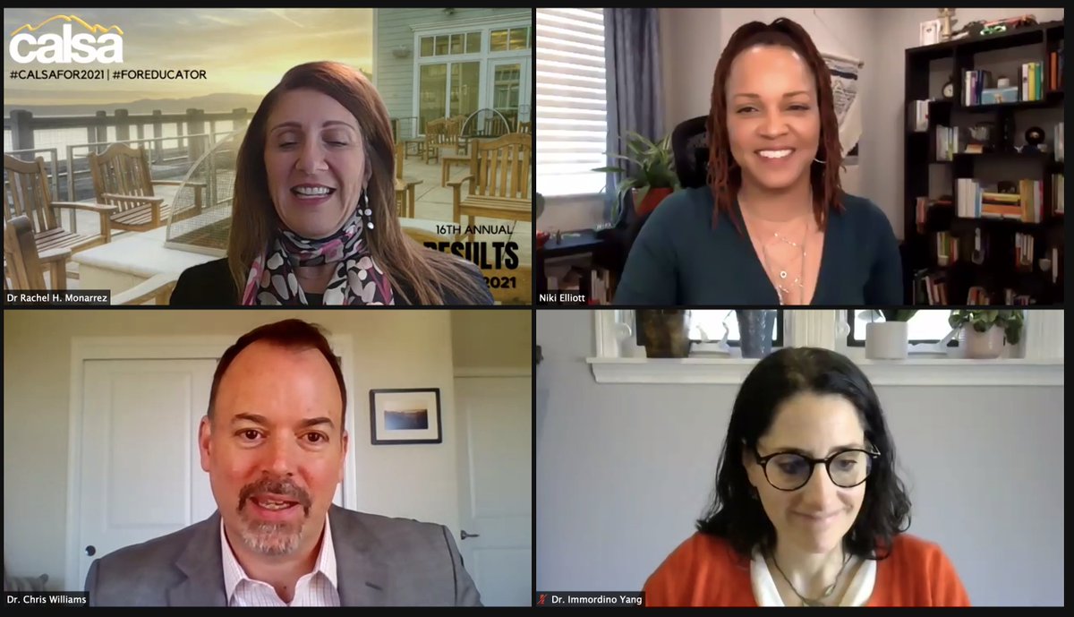 DrJoeyMata's tweet photo. Learning with the @CALSAfamilia from @DrNikiElliott, Dr, Williams and Dr. Immordino-Yang at #CALSAFOR2001 keynote this morning. So many great insights to take away. Some favs: the importance of vagal tone,  faculty/staff socio-emotional health, and student meaning-making. https://t.co/P3VHfvamgd