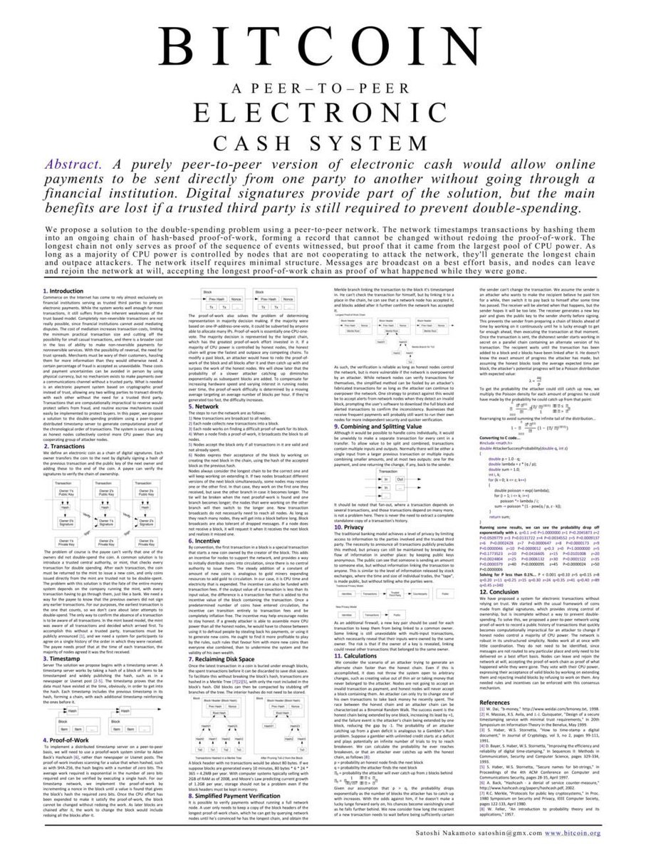 1/ WHITE PAPER  You should read the original paper by Satoshi Nakamoto (only 9 pags) Deberías leer el documento original de Satoshi Nakamoto (sólo 9 pags) https://bitcoin.org/en/bitcoin-paper