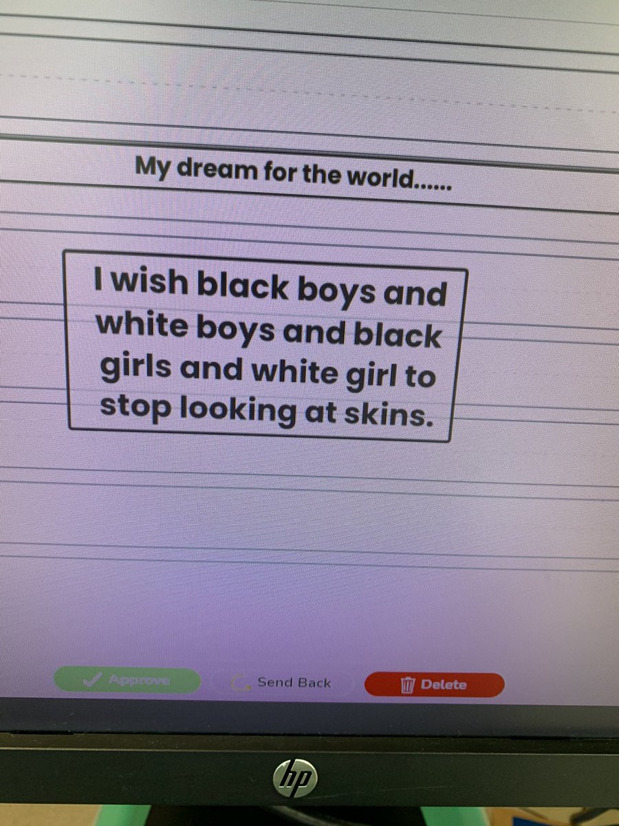 MissRenninger's tweet photo. Yesterday one of our Seesaw activities was to write our dreams, like Dr. King did. There were lots of dreams for happiness and an end to COVID. Some were a little more specific.. 😂💙💛 #MECPride #IHaveADream #ThinSliceofHappiness #IWishIWasALittleBitTaller https://t.co/56ASDADbRX