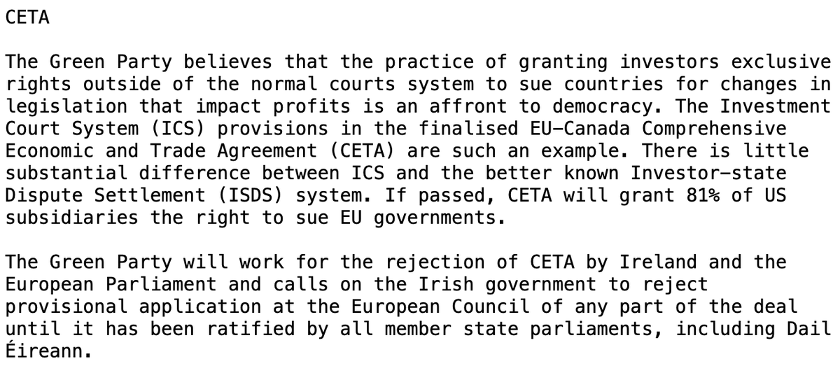 Some people think this motion - adopted by the annual conference in 2016 - remains binding upon the party and that CETA is therefore contrary to Green policy.