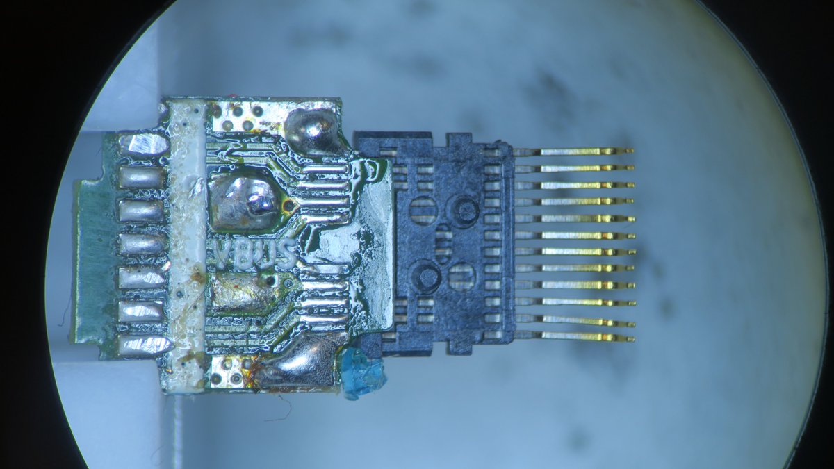And lastly, we can remove what is left of the plug off the PCB, two separate parts, nearly identical except one side doesn't have the USB 2 data pins as mentioned previously.