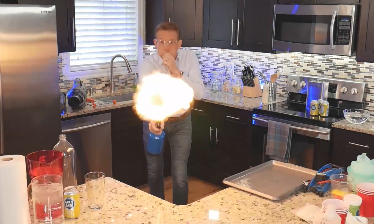 collierschools's tweet image. By the looks of Steve’s kitchen and the flame shooting through the air, we’re about to have some STEAMtastic fun! Tune into the STEAM Expo to see @SteveSpangler in action now - collierschools.com/STEAMExpo #CCPSSTEAM