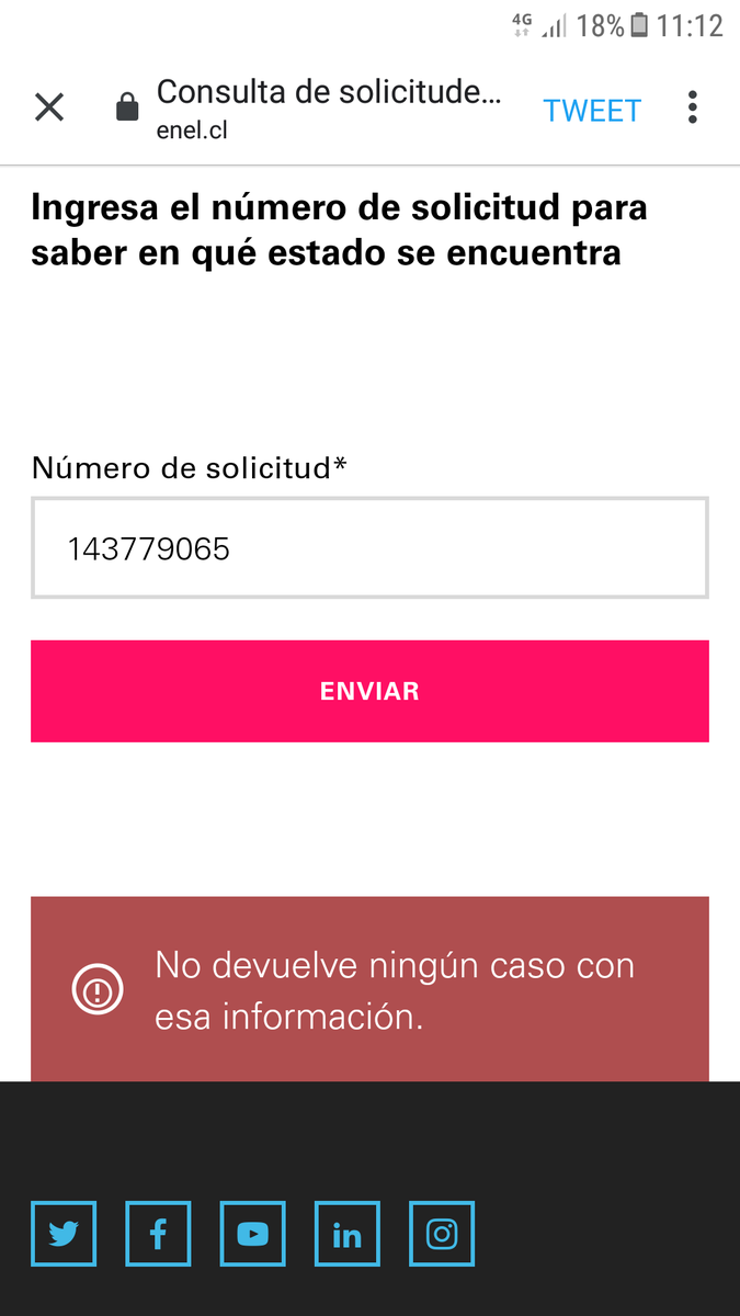 Y esa es la respuesta de los sres de @EnelClientesCL de un reclamo ingresado ayer a las 22:18, que inoperantes