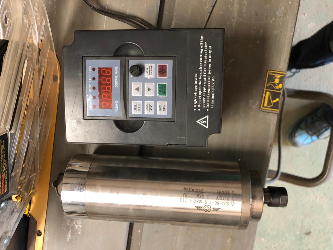 Bk_Klassic's tweet photo. 1.5kw water cooled spindle and a few stuff. Set me back 166k. #CNC #CAM #ComputerAidedManufacturing #IndustrialDesign https://t.co/clsy2KndHk