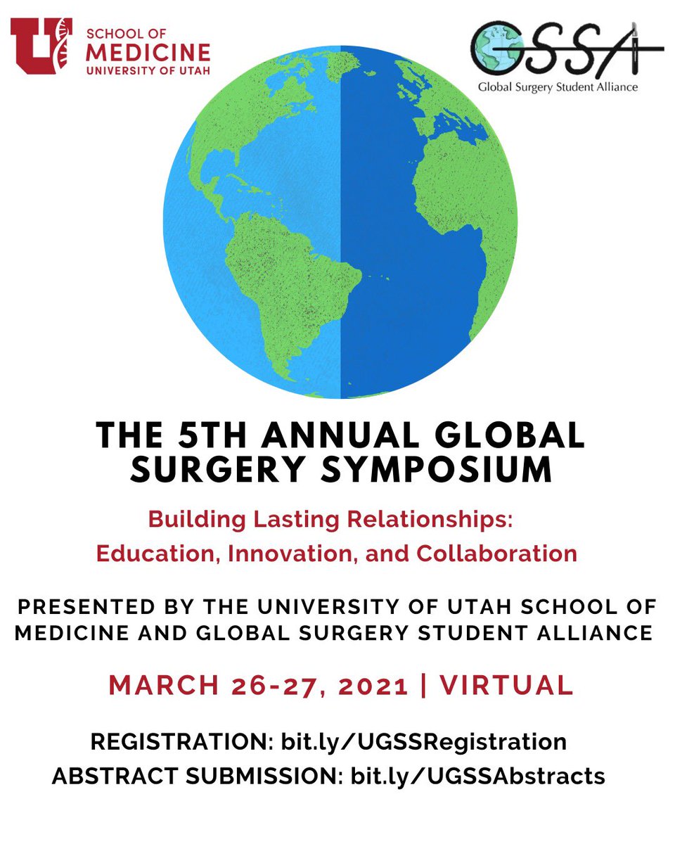 We invite you to attend and participate in our upcoming #globalsurgery conference planned by and for medical students. Registration and abstract submissions are both NOW OPEN! Learn more below: Registration - bit.ly/UGSSRegistrati… Abstracts - bit.ly/UGSSAbstracts