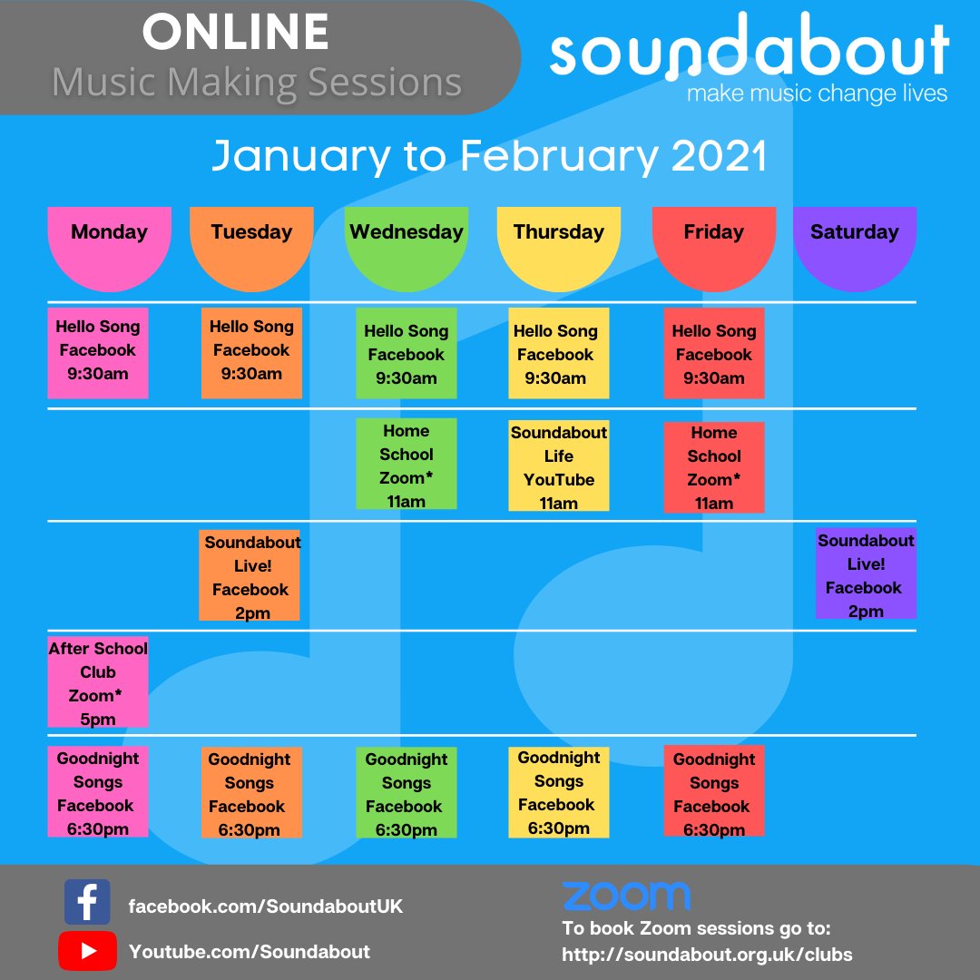 SoundaboutUK's tweet photo. Tomorrow marks the start of a brand-new month and a brand-new week of Soundabout sessions! If you care for a young person with #learningdisabilties please do check out our online #multisensory music-sessions - perfect for #SENhomeschooling.
#PMLD #SLD #SENactivities #SENDatHome https://t.co/FIjKcOVPkC