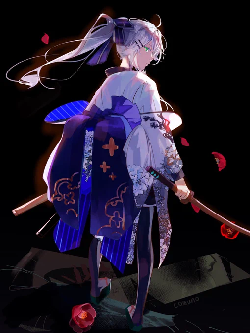 #今月描いた絵を晒そう 
刀と白髪をたくさん描けて楽しかった 