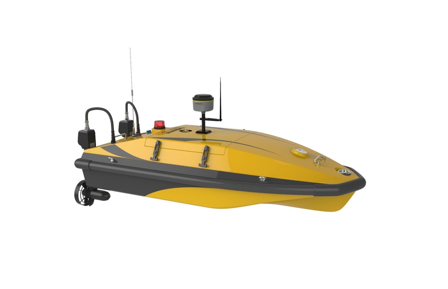 8) ME40 (USV) (Showcased in demo May‘18)Length:1.63mDiameter/width:0.73mHeight:0.37m Displacement:33kgSpeed:10ktRange: 2km(autonomous)/1km(LoS)Payload: ADCP, echo sounder, side scan sonarEndurance:4h@2.9ktCommunications:NADeveloper:Yunzhou TechMissions:Swarming21/26
