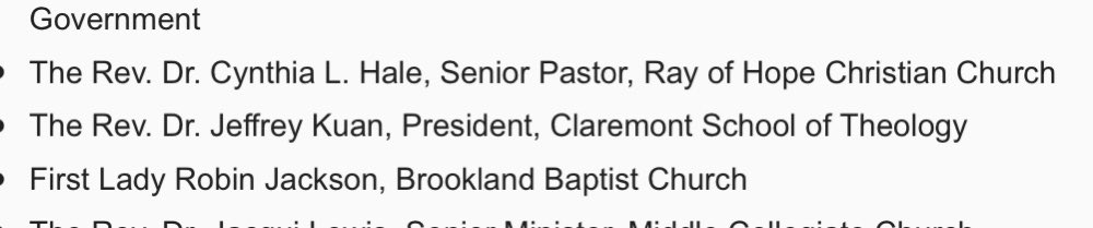 17. In fact: remember that ACA protest where Warnock got arrested?Also there protesting with him that week was Cynthia L. Hale, senior pastor of Ray of Hope Christian Church in Georgia.Naturally, she was a speaker at the inaugural prayer service.  https://www.ajc.com/news/ebenezer-rev-raphael-warnock-arrested-during-capitol-protest/dApzGUStARSGGAm2KB2fzI/