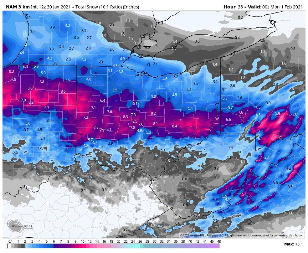 JeffWTOV9's tweet photo. Forecast trend📈.  A solid 4-6" of snow Sunday with localized higher amounts.  The exception is Wetzel and Tyler counties where a changeover to rain likely occurs Sunday.  Tack on a couple more inches through Monday. https://t.co/JZnM7QOlam