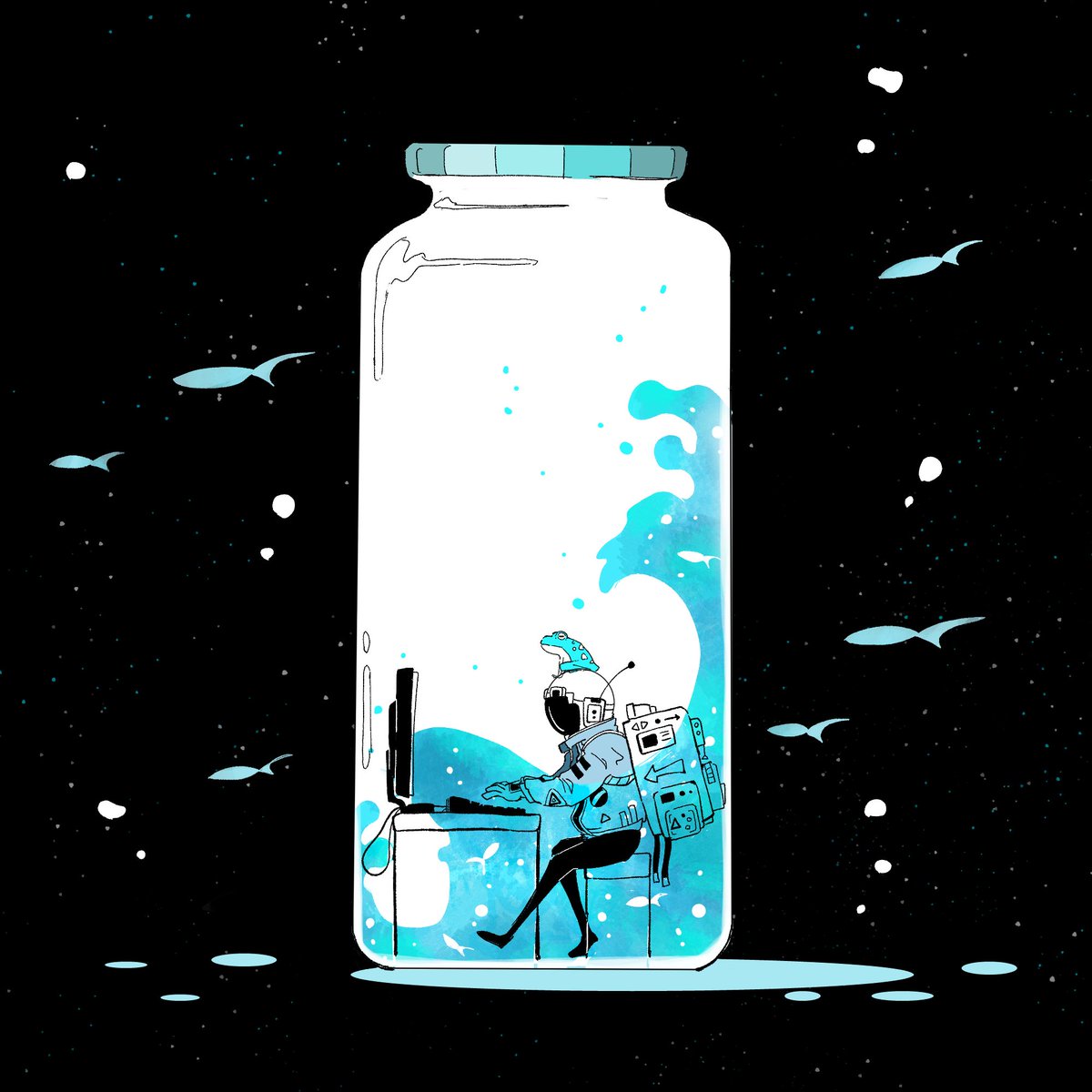 かずのこ ビンの中の蛙 大海を知る イラスト かずのこ ビンの中の蛙 大海を知る イラスト