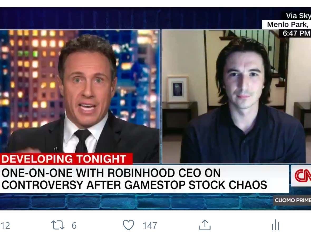 This reads like one of those ridiculous conspiracy theories.But the CEO of Robinhood couldn’t give a good reason why they did what they did.He denied it was to protect themselves from liquidity issues.