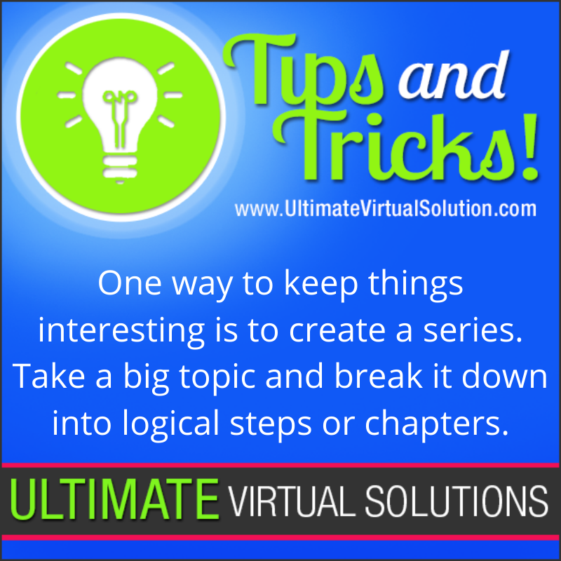ultimateva's tweet photo. Have a lot of information? Break it down into a series. Have them coming back for more.  #TipsandTricks #ContentMarketing https://t.co/BFTuGQpPYk