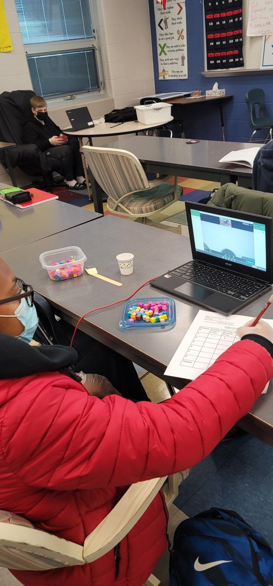 Brooklyn_Canes's tweet photo. 7th grade students in class are using manipulative to solve problems with students learning virtually. Everyone was so engaged. Nice Job! https://t.co/tp0sUKTxds