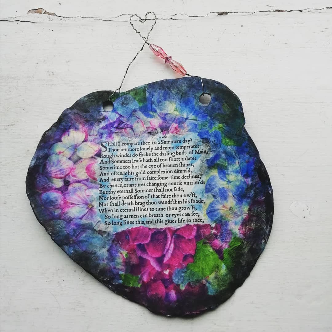 AGSSheffield's tweet photo. How romantic are you?? Spot the William Shakspeare sonnet on the back of one of @jem4art handpainted clay plaques. ❤️❤️❤️
#valentinesday #handmade #shopsmallbusiness https://t.co/AjRV2oYzZ8