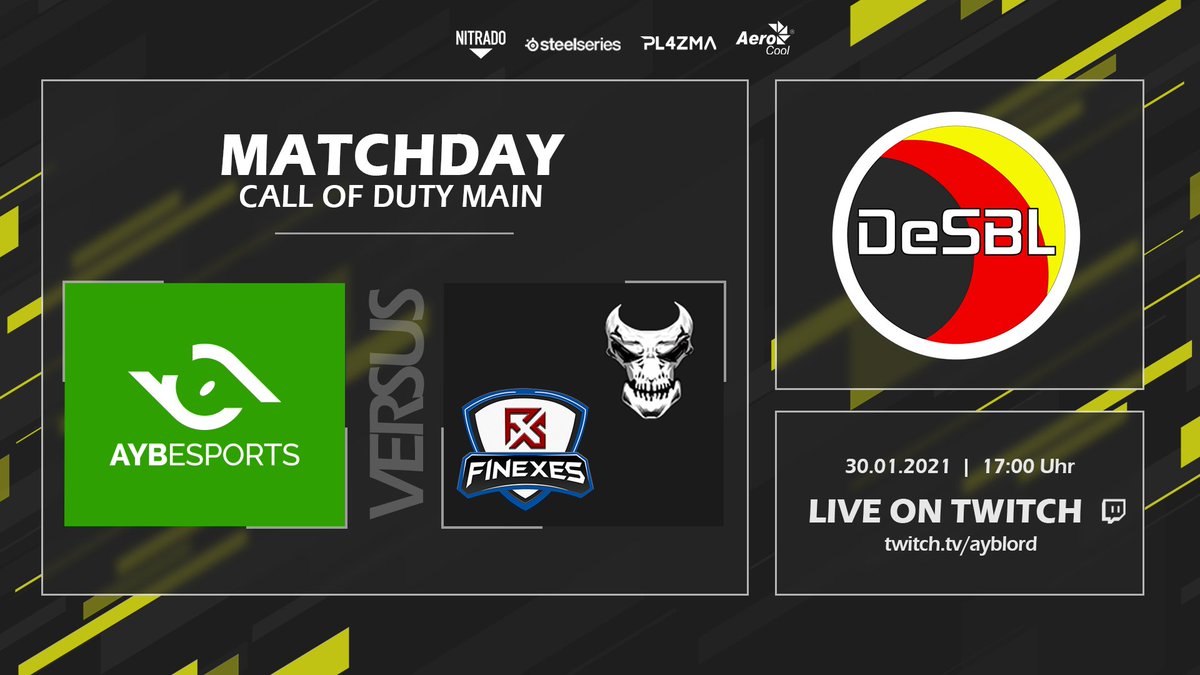 aybesports's tweet image. 💥MATCHDAY💥

The #COD Main Team strikes in Todays #1 DESBL CUP HC

LIVE ON ▶️twitch.tv/ayblord

Gl to everyone, be #aybsome 

#CODBO #callofdutyblackops #esports #steelseriesde #nitradofamily #becool #pl4zmacom #tournament #competition