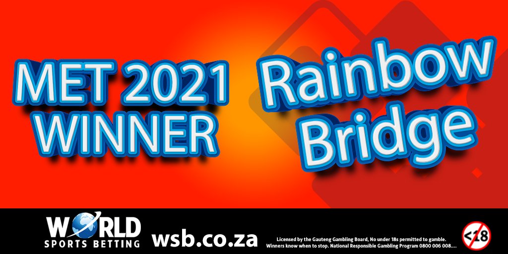 WorldSportsBet's tweet photo. Congratulations to the winning connections of 2021 #CTMET winner Rainbow Bridge 👏

2021 Cape Town Met Result

🥇 Rainbow Bridge 7/1 
🥈 Belgarion 19/10
🥉Sovereign Spirit 150/1 https://t.co/3fTry3LM49