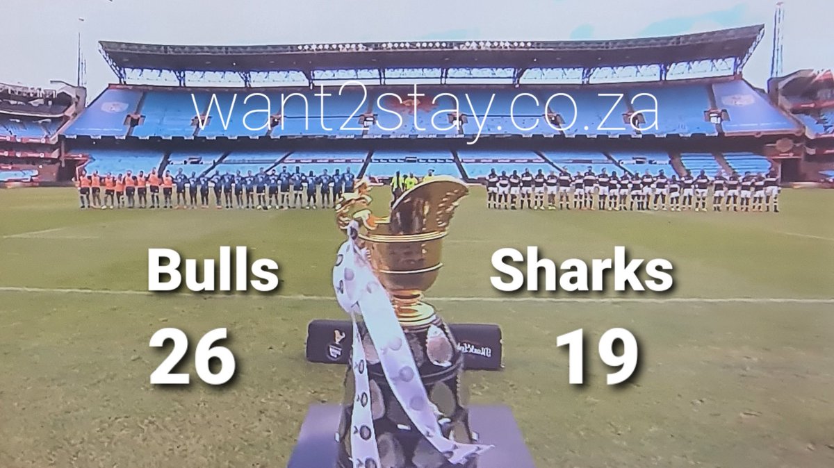 Congratulations to the Bulls on a well deserved 26 - 19 win over the Sharks, winning the rugby 🏉 #CurrieCupFinal #BULvSHA Currie Cup final of South Africa.