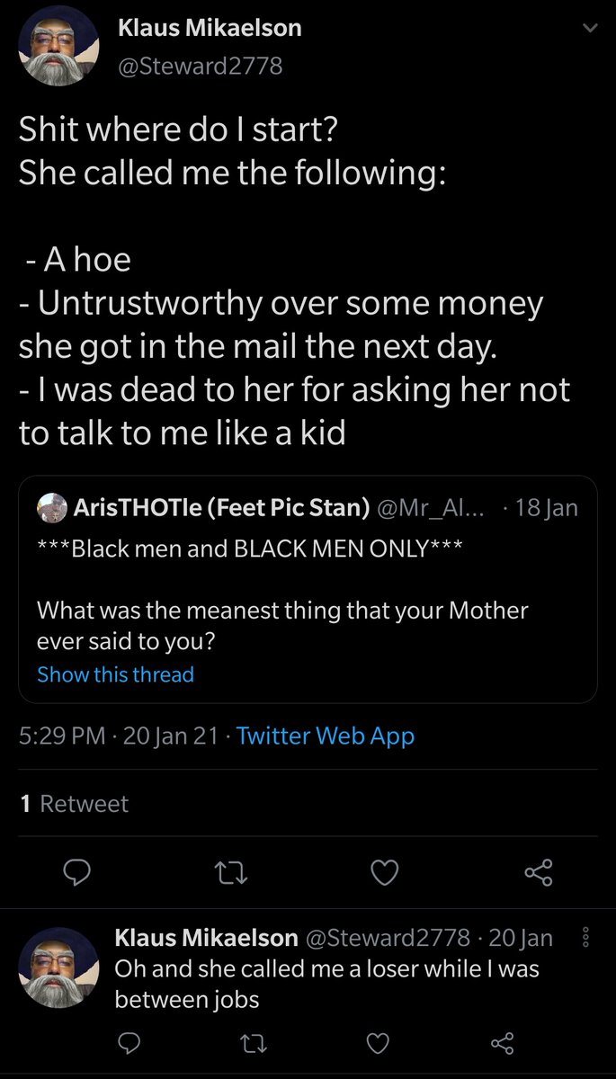 Take a moment and read some of the responses to the linked tweet. My response is alike the others but I've never shared it."I'd kill you if I wasn't afraid of going to jail."I'll make it easy if you're in a hurry with some screenshots:  https://twitter.com/Mr_Alexius/status/1351308458092539904?s=19