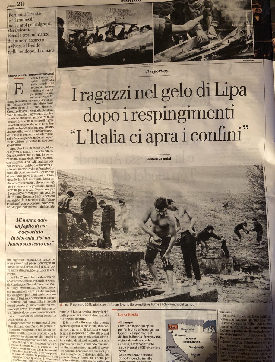 andrew_mella's tweet photo. Davvero importante il reportage pubblicato oggi su @repubblica di Monika Bulaj.

“Testimonianze che disturbano quattro governi (Italia, Slovenia, Croazia e Bosnia) e le mafie che sfruttano la grande migrazione.”

#RottaBalcanica https://t.co/YZVspSOO01