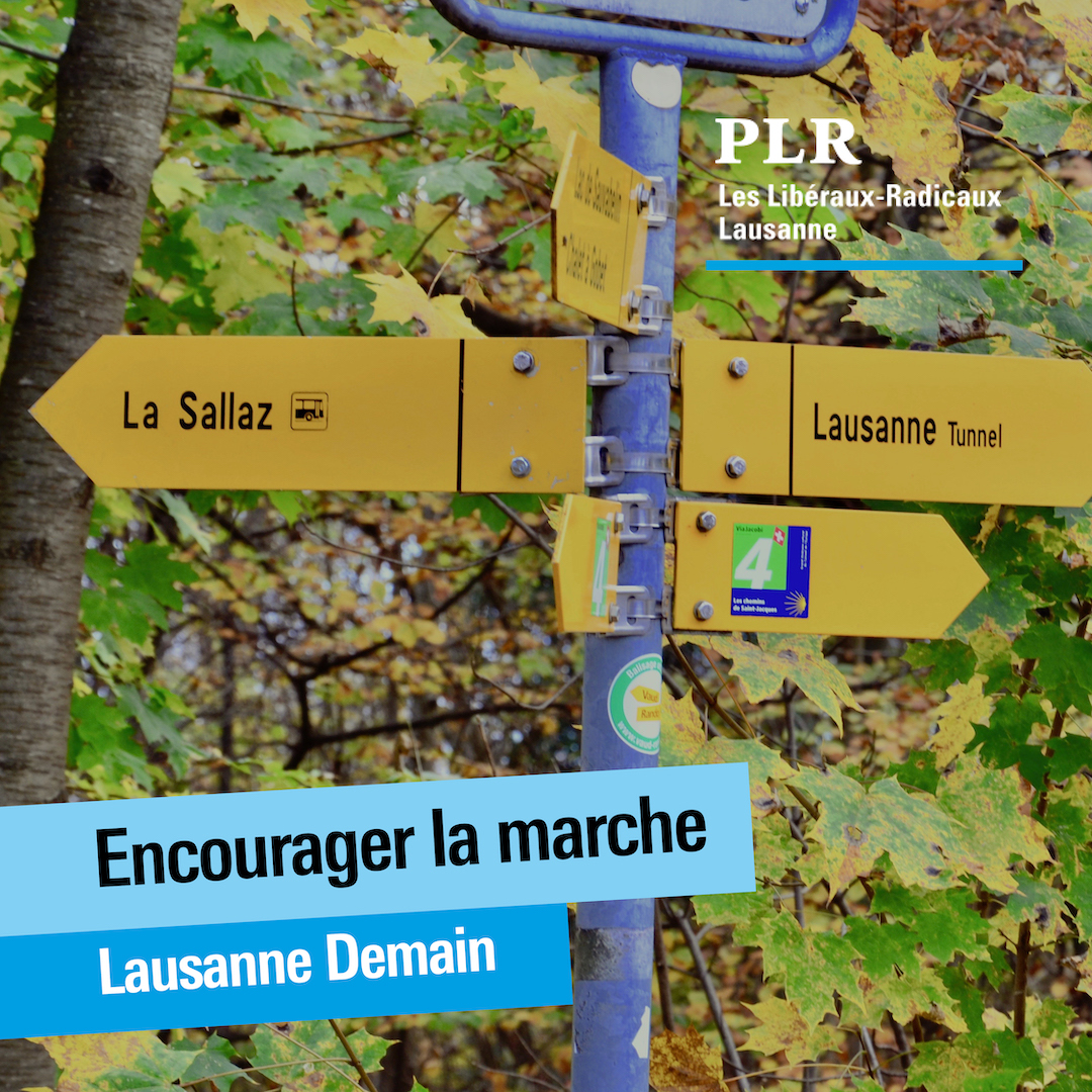 PLRLausanne's tweet photo. Alors que la gauche distribue de l'argent en subventionnant les vélos électriques, le PLR veut, pour encourager la marche, placer des panneaux avec le temps nécessaire pour aller d'un point à un autre
La marche est le moyen de se déplacer le plus écolo et le plus sain  #ECVD21 https://t.co/IrzkvlGaeK