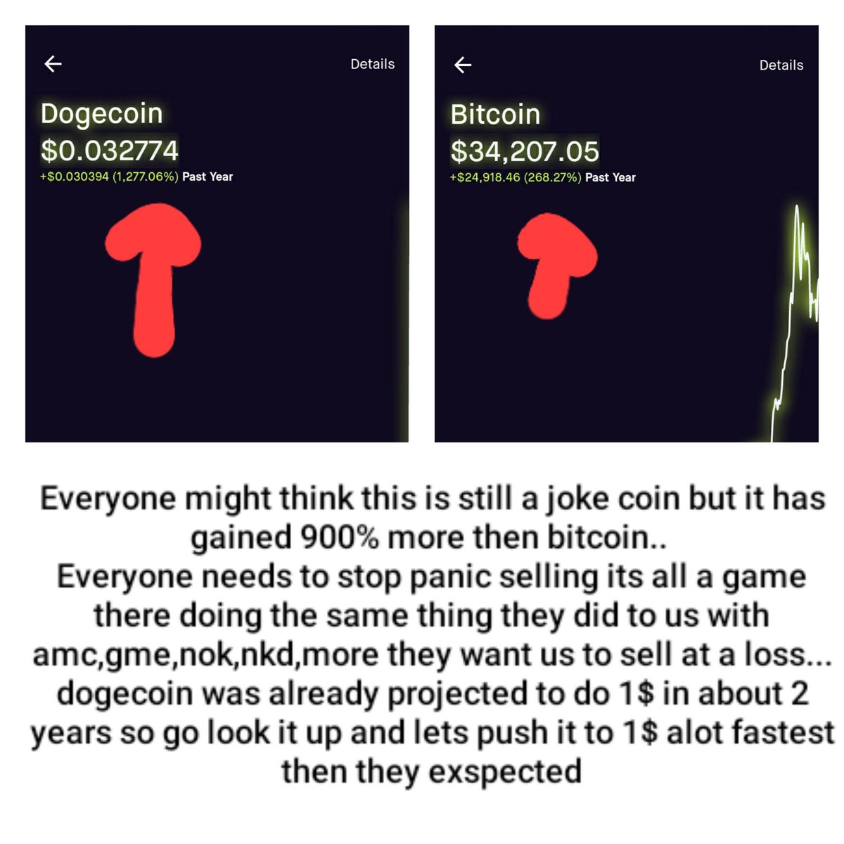 LethargicCoffee's tweet photo. #dogecointoadollar #DOGE #dodgecoin 
We will get there. But only with hands of diamond. Stay strong, stay together, and never give up. https://t.co/0uvTdzrGCm