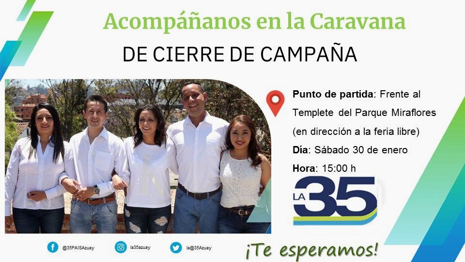 Hoy nuestra caravana de cierre!!
Acompáñanos!!!

#SomosLa35
#EresPAIS
#TuMejorOpcion
#VuelveLa35
#VuelveLaDignidad
#Todito35