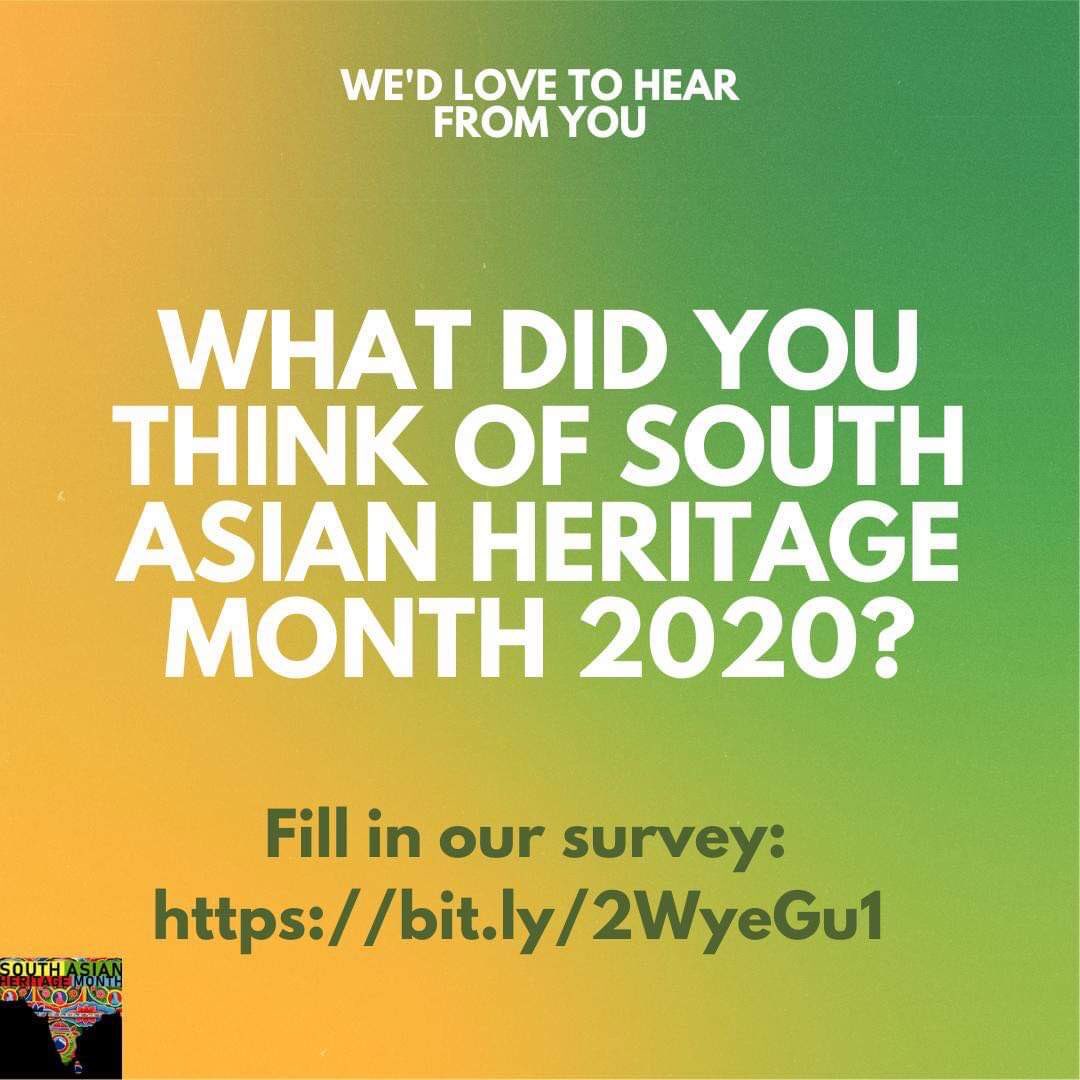 SAHM_UK's tweet photo. We would love to hear from you! 

We want you to help us shape SAHM 2021; what topics would you like us to cover this year? Do you have any feedback about SAHM 2020? 

You can the survey on the homepage of our brand new website. 

Link in the bio ☀️
#southasianheritagemonth https://t.co/Wa4kDm73iC