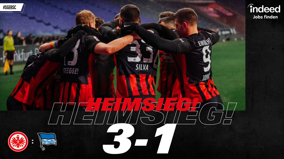 Eintracht's tweet photo. 🎉🎉🎉
–––��–
#SGE | #SGEBSC 3:1 https://t.co/ZOcblSeMcv