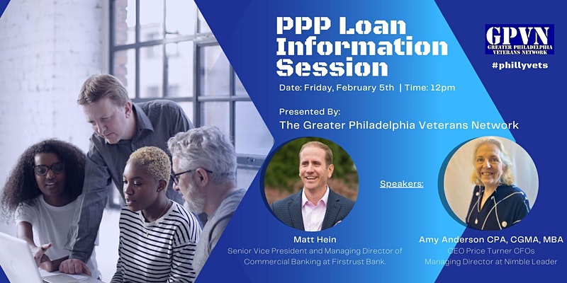 #PhillyVets PPP Loan Information Session for our community on Friday Feb 5th at 12pm.  Please share or tag other Veteran small businesses. 

eventbrite.com/e/ppp-loan-inf…