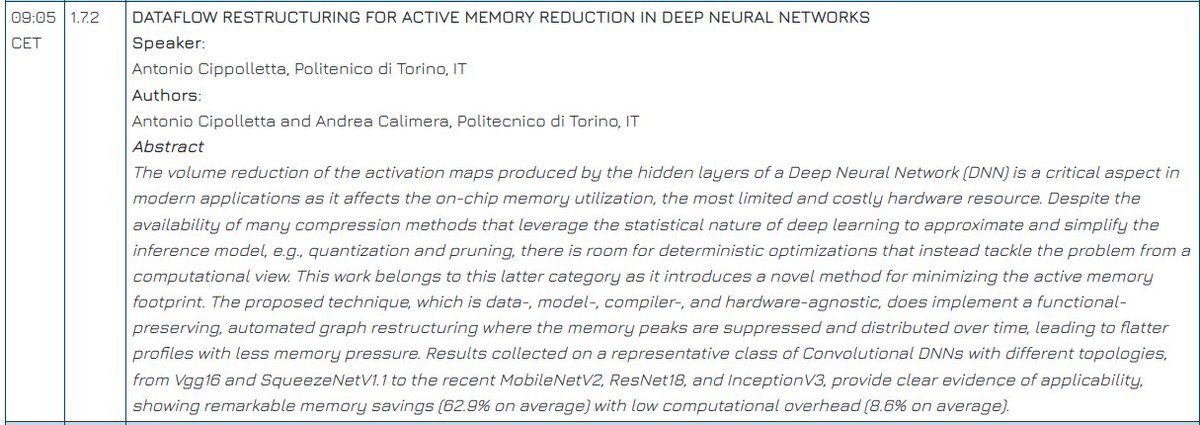 Do you care about the activation footprint of your Deep Neural Network?🧐
Come to my #DATE2021 talk on Tuesday, 02 February 2021. I will present our graph-restructuring technique that reduces the peak memory consumption of your DNN without any accuracy loss!