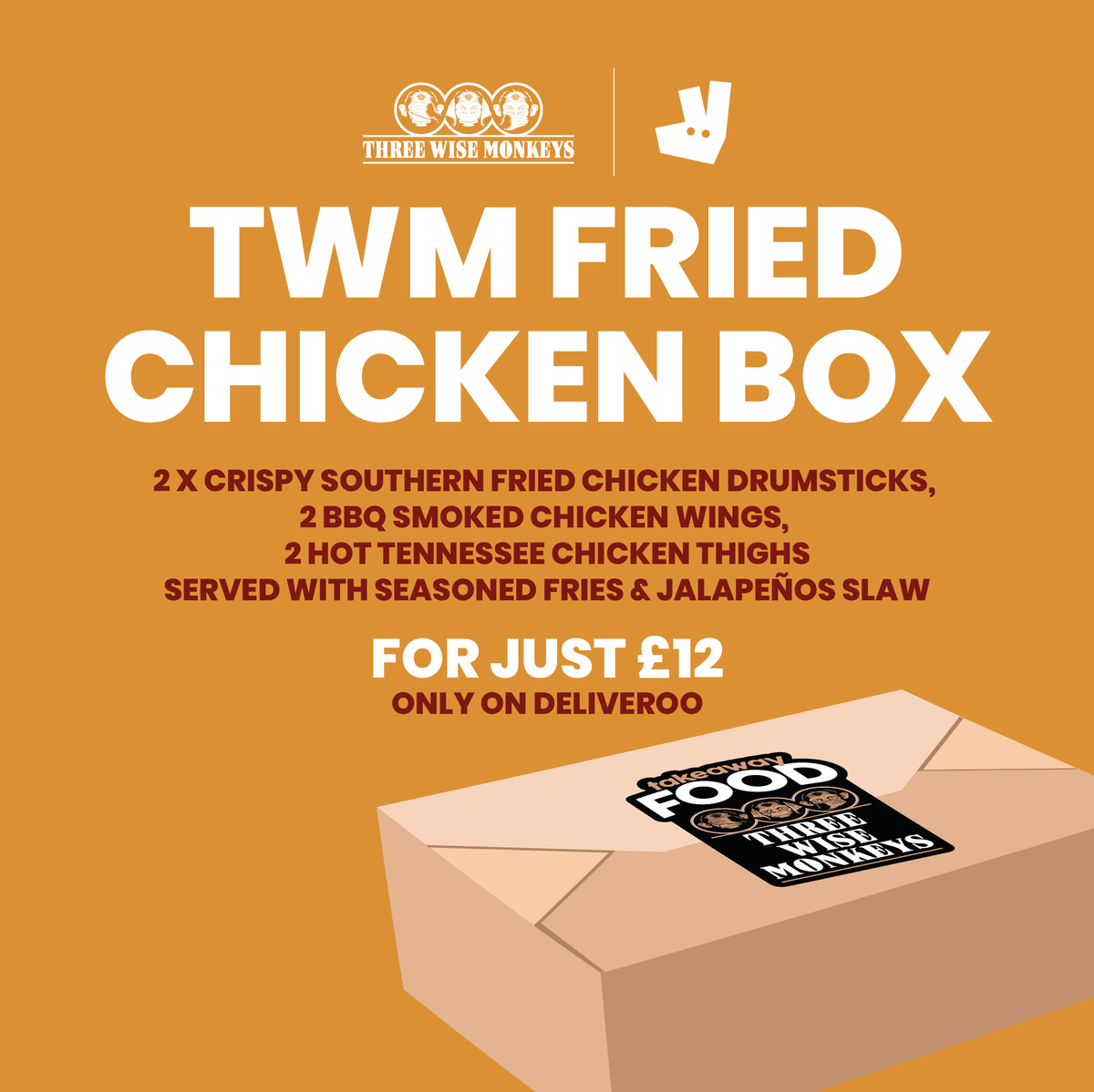 A Saturday night winner!
Available now from Three Wise Monkeys Ipswich via Deliveroo. threewisemonkeysipswich.com/deliveroo/ 
#friedchicken #chicken #chickenwings #soulfood #deliveroo #ipswich