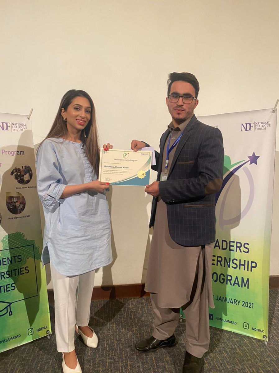 JamilAnwarAb's tweet photo. #UniversityofMalakand
The Students of UoM Mr Mustaq Ahmad &amp; Miss Sumaira Habib received certificates of participation in Leaders Internship Program,2021 organized by National Dialogue Forum,Islamabad. 
#LIP2021 
#YouthEmpowerment 
@RasheedVarda
@NDF_Pak 
@ypdc_pak 
@YPDCMKD https://t.co/GtAtBH0izn