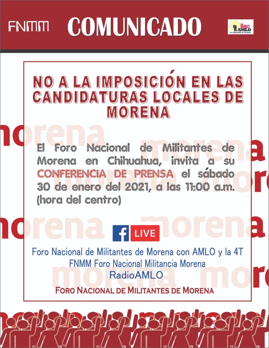 semujmorenacmx's tweet photo. #ConferenciaDePrensa
#FNMM
@MorenaChihuahua @r4dioamlo https://t.co/x7FX7q6y5M