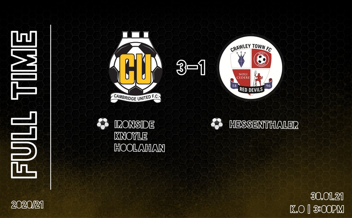 CambridgeUtdFC's tweet photo. FULL TIME | CUFC 🟠 3-1 🔴 CTFC

Three Goals, Three Points and an absolute worldie from @KyleKnoyle 

Big Ones 🥥
Small Ones 🥥

#CamUTD https://t.co/40Xzcso2MR