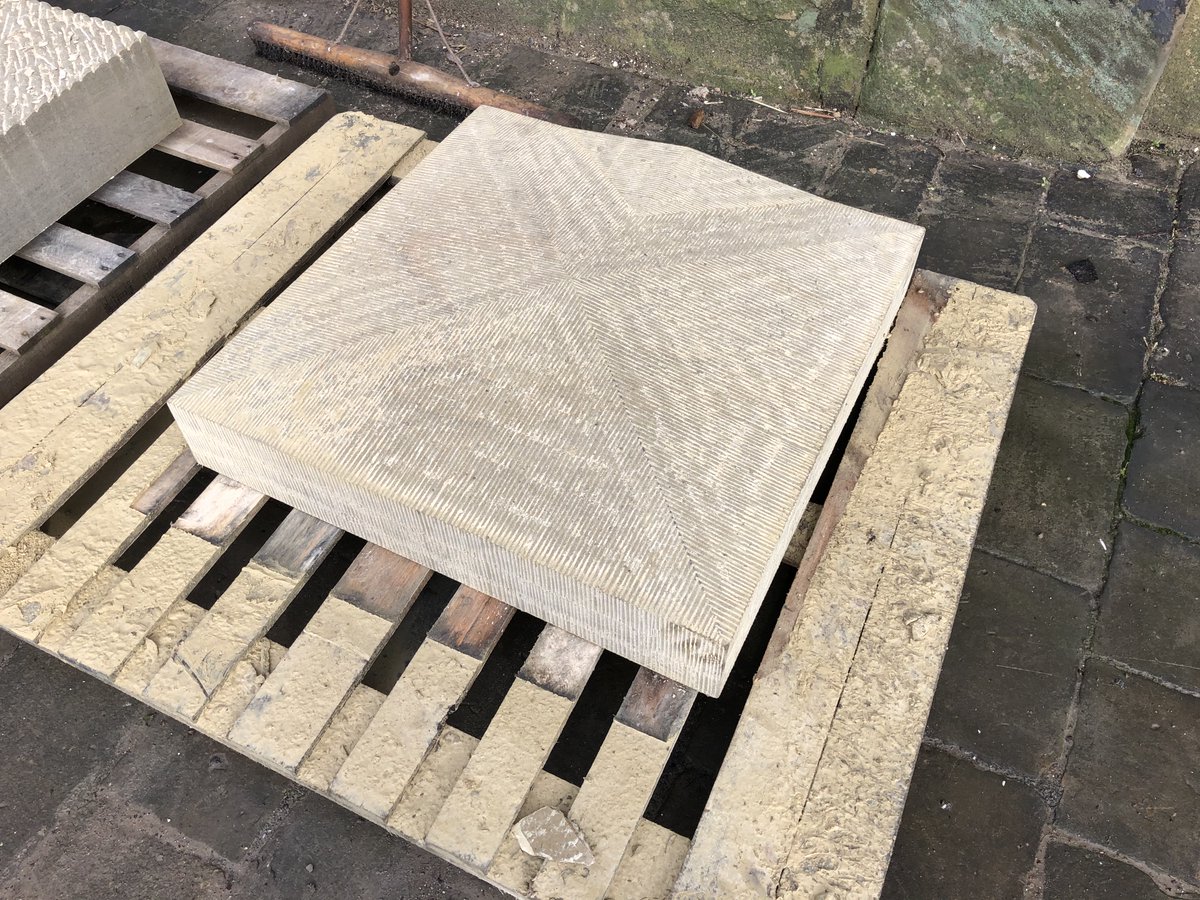 "Banker Mason" Simon skilfully undertaking various stone  masonry &amp; stone tooling works as part of a conservation project commissioned by The Fitzwilliam Wentworth Estate. The completed pieces which are cut from quarried stone will be later assembled on site by our Fixer Masons.