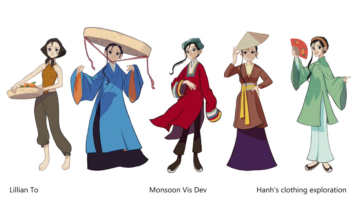 Here's my character in a collection of historical Vietnamese clothes  #ArtistsofSEA #characterdesign #visdev, image size:1200x675