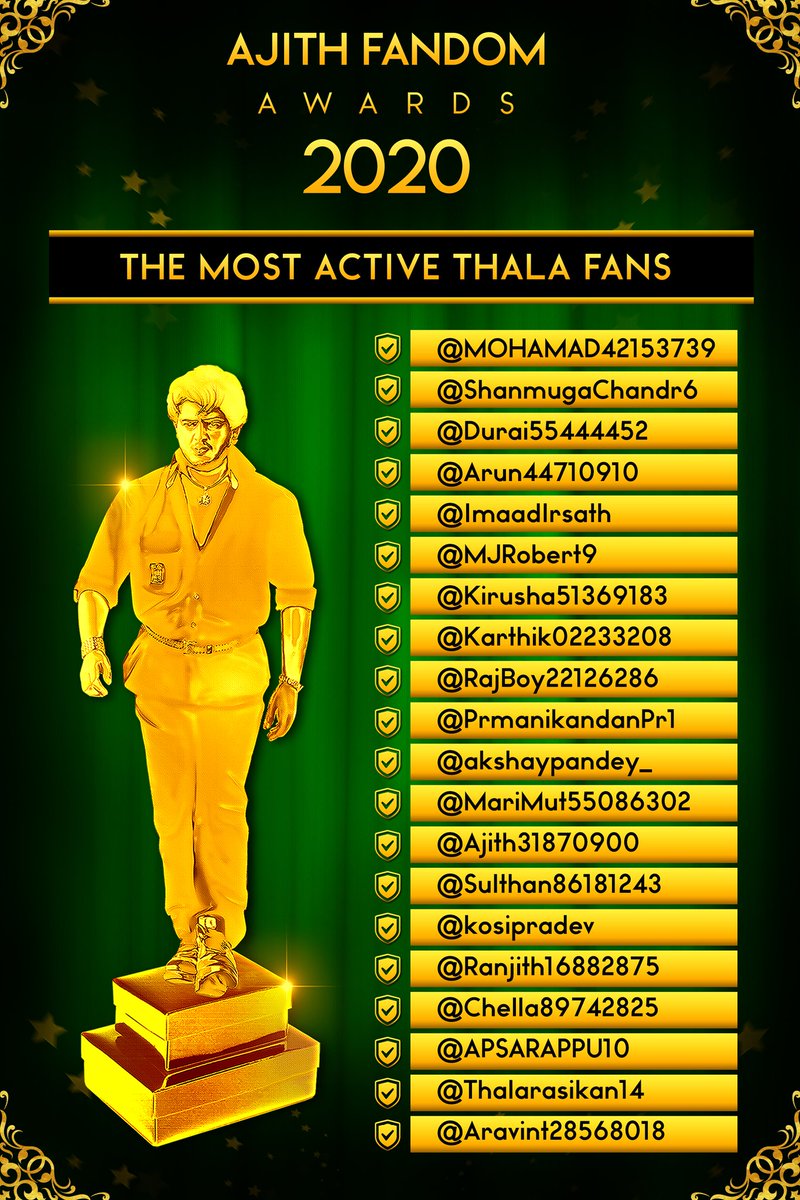 ThalaAjith_FC's tweet image. 🚀 'THE MOST ACTIVE THALA AJITH FANS' 🚀
Young Dynamites who are Always Active in Twitter during Tag Time and Update Time 🧡
These Guys are Always Engaged with Tweets Only For the Man THALA AJITH 🌟 #Valimai 🎊
#AJITHFandomAwards2020