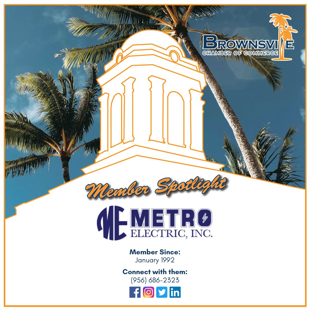 BTxChamber's tweet photo. #MemberSpotlight @Metro_Electric is ready to serve its clients, whether it be starting a project from scratch, restoring utilities at a facility or preventing downtime during a major weather event. ��⚡

Connect with them:
📞 (956) 686-2323
🌐 https://t.co/LcuSL0cw4e https://t.co/BKCkc6NQDS