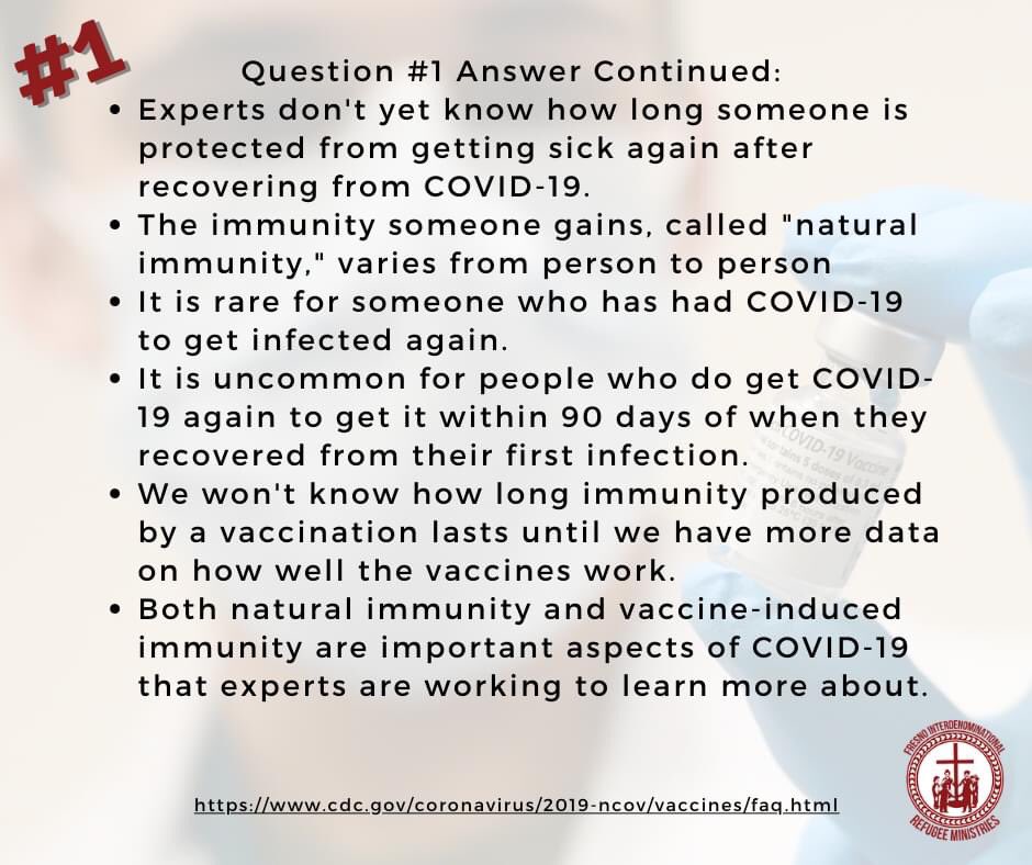 We know there are a lot of #questions about #COVID19 & #Covid19vaccination. @CDCgov has provided answers to many of them! We're sharing THREE questions & answers in this post. Here’s the first FAQ For more information, visit cdc.gov/coronavirus/20… #fresnocep #cepsaturday #CDC