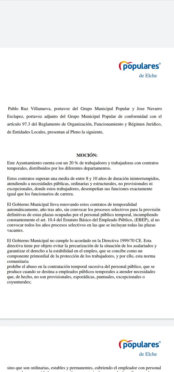 AIDMUR's tweet photo. Tanto @LopezMirasF como @RmEsperanza deben tomar nota 📝de @populares de Elche e instar a @regiondemurcia a transformar los contratos en abuso de la temporalidad en contratos fijos dando cumplimiento de la directiva 1999/70/CE. Deben sacar esas plazas de las OPEs #FijezaYa https://t.co/odkjRnMr9M