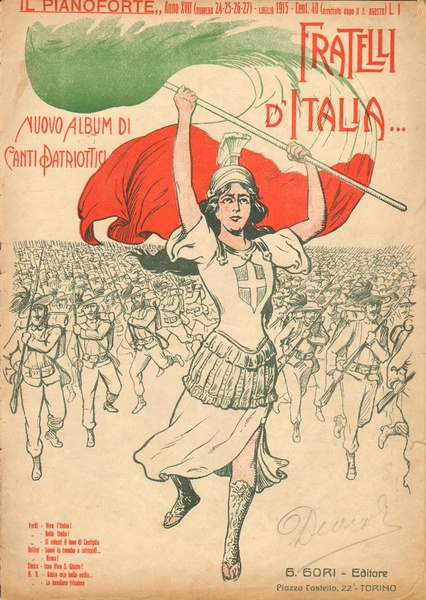 Francia, Reino Unido, Alemania, Rusia o los Estados Unidos tuvieron una rica producción en cartelería propagandística. También Italia, del cual os dejo algunos ejemplos (Italia personificada por una mujer)